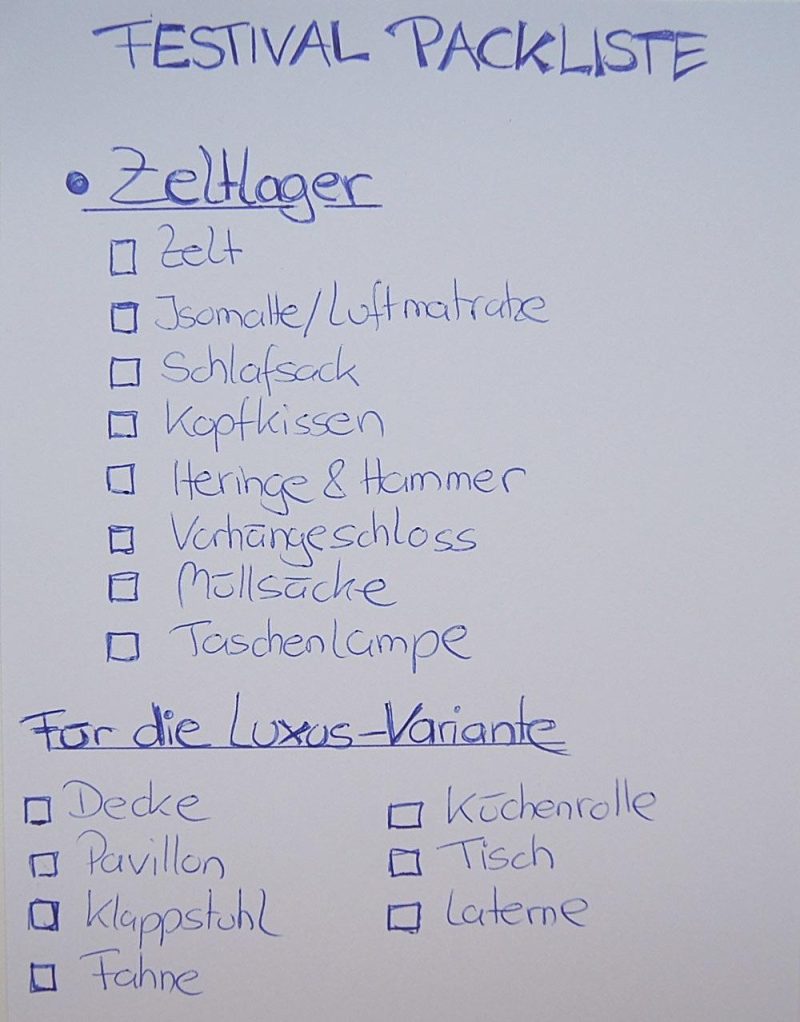 Festival-Packliste-Zeltlager