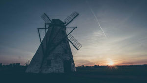 Mühle im Sonnenuntergang