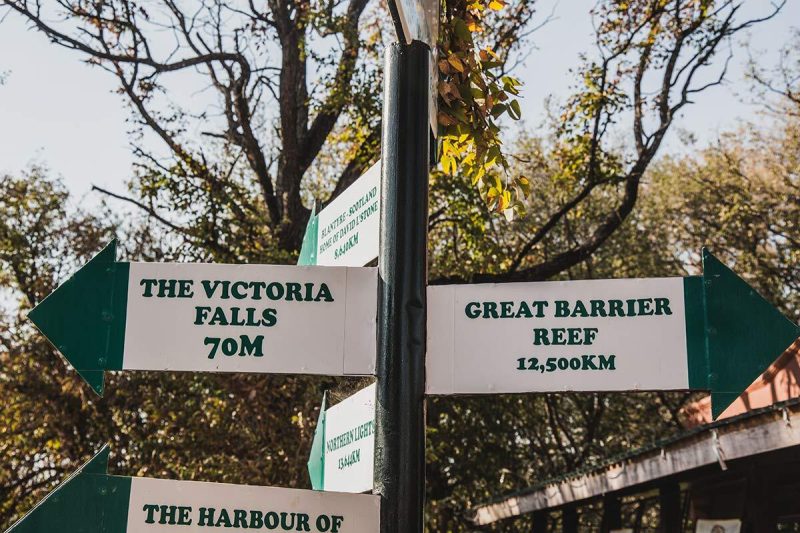 Schild Viktoriafaelle Sambia