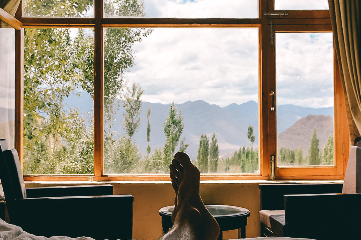 blick aus meinem bett auf das himalaya