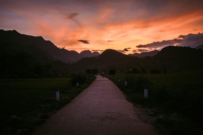 Sonnenuntergang Mai Chau Tal Vietnam