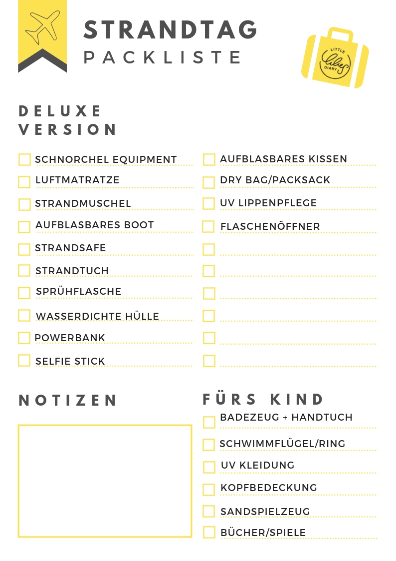 strand packliste urlaub