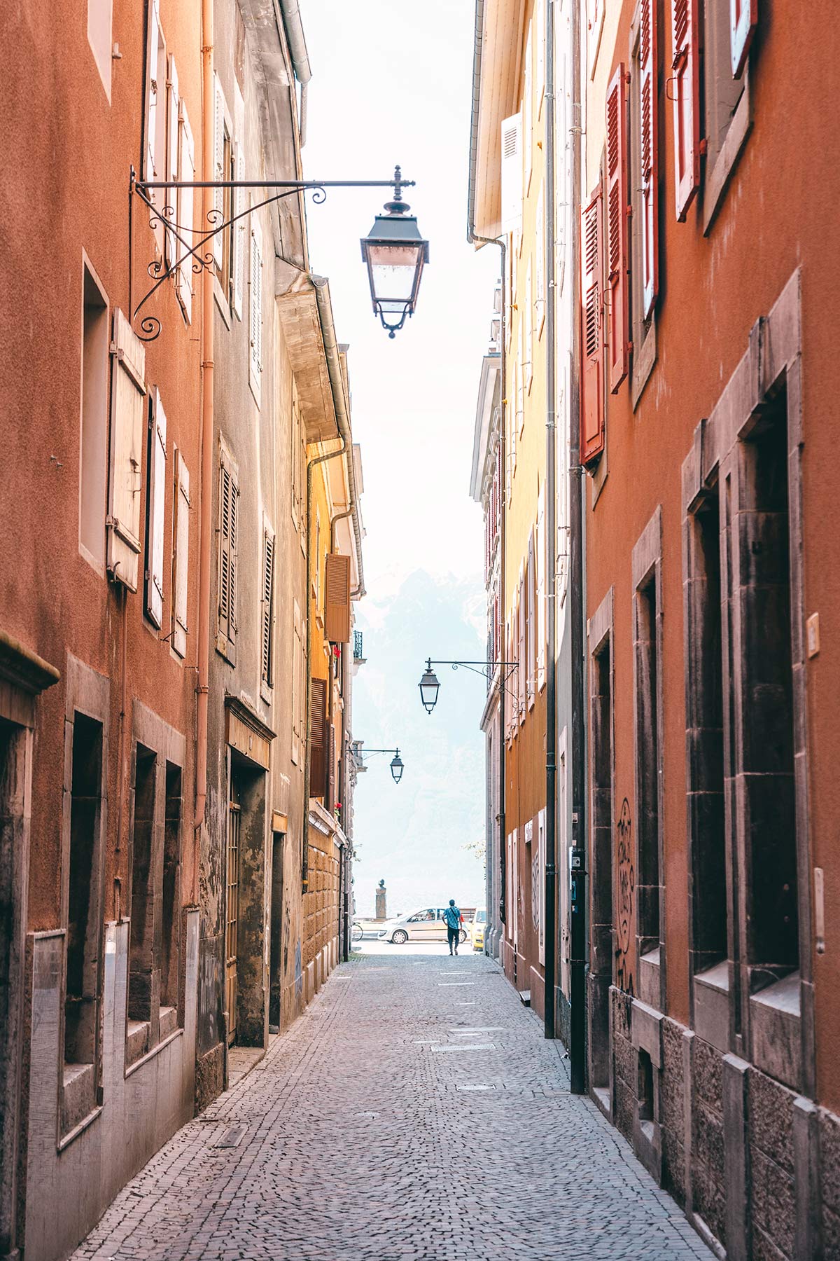 Gasse in Vevey in der Schweiz