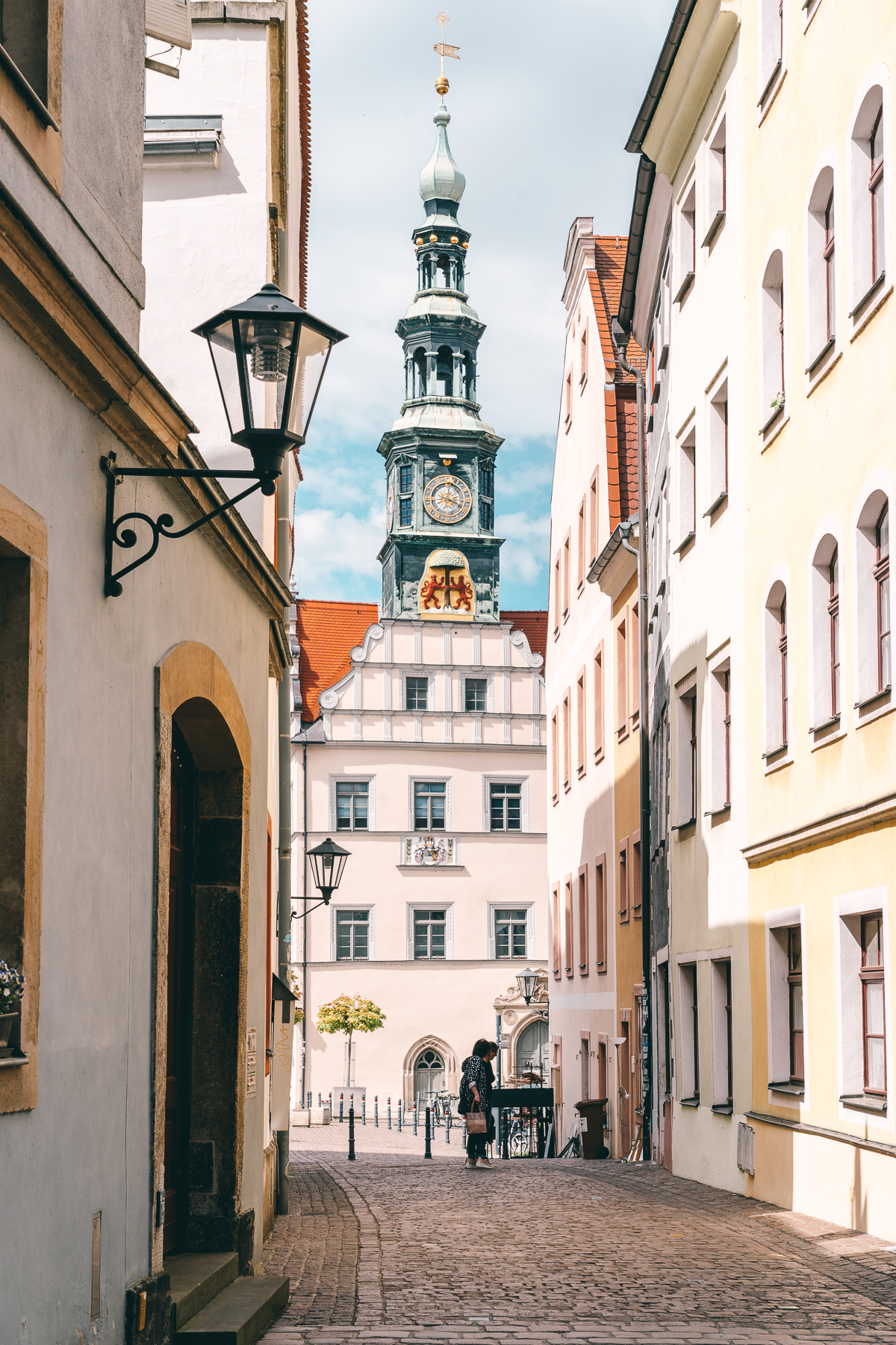 Gasse mit Kopfsteinpflaster in Pirna