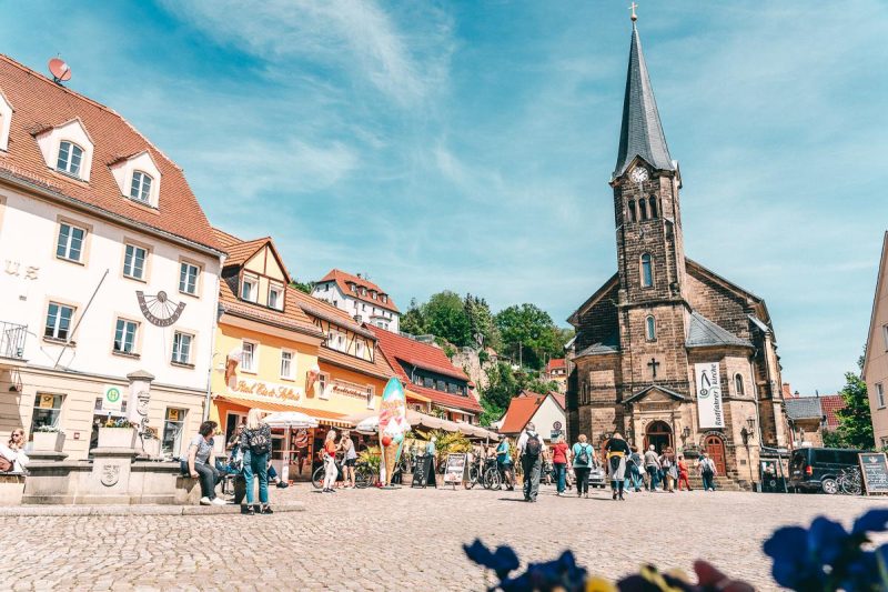 Marktplatz der Stadt Wehlen in der Sächsischen Schweiz